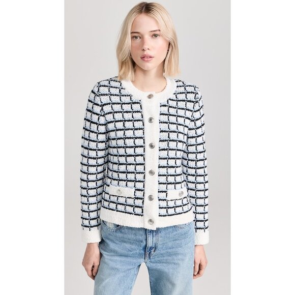 Veronica Beard Jackets & Blazers - NWT Veronica Beard Lavigne Check Knit Jacket Blue Black White Size Small